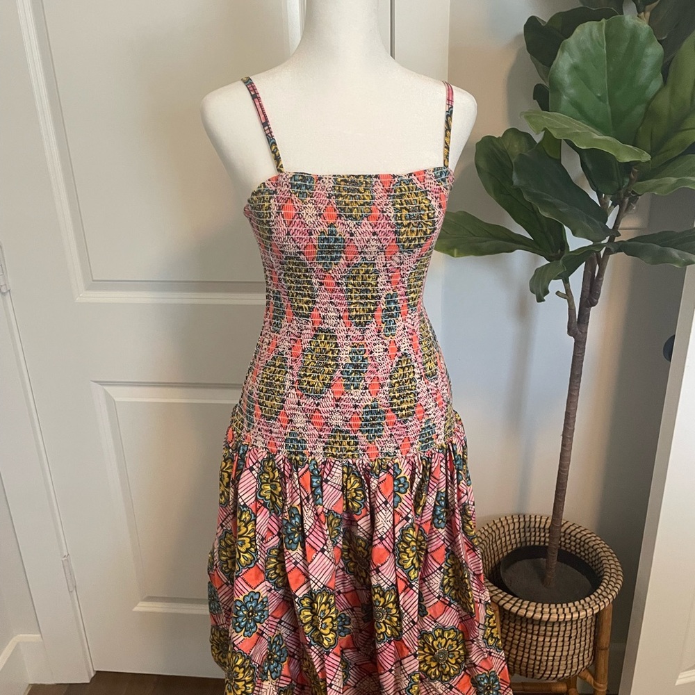 Autumn Adeigbo Pink and Red Tiered Ruffled Sundress